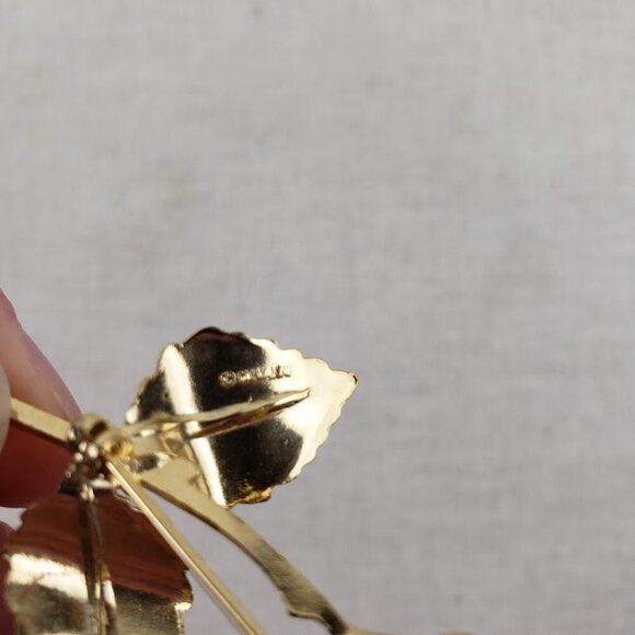 Giovanni Rose Brooch Gold Tone Vintage Lapel Pin Marked - Picture 5 of 7